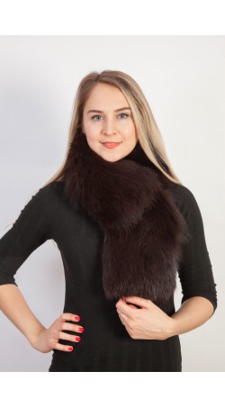 Fox fur scarf-collar (extra dark brown color)